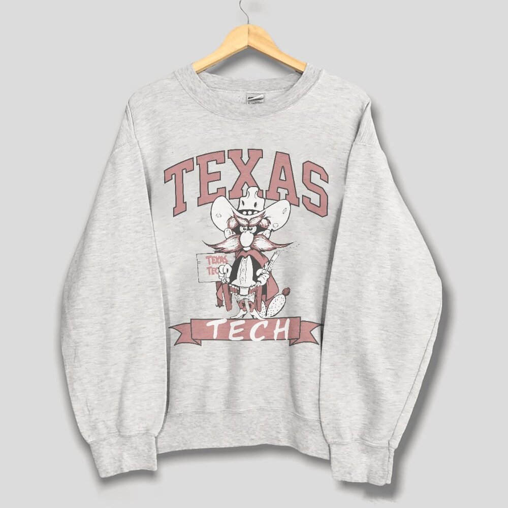 Vintage 90s Texas Tech University Sweatshirt, Texas Tech Red Raiders Shirt Tee